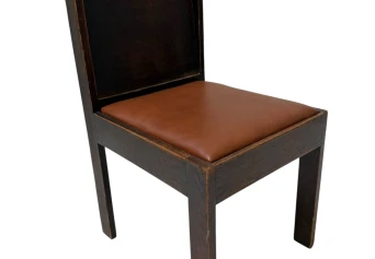 Art Deco Modernist Side Chair with Leather Seat, 1930s